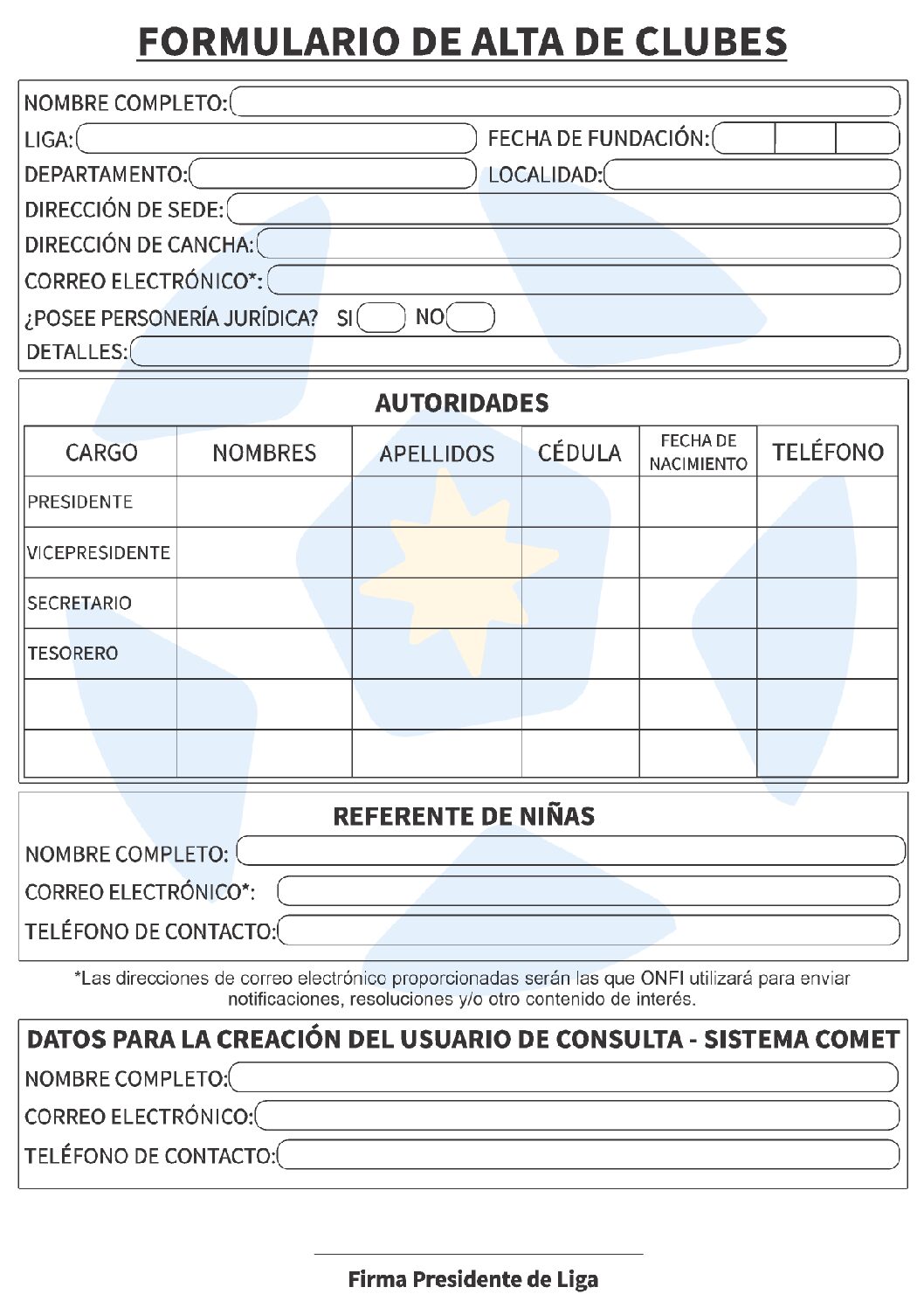 FORMULARIO ALTA CLUB