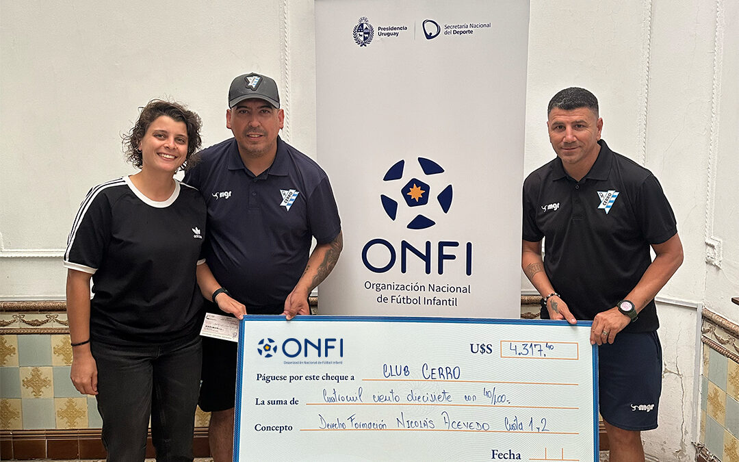 Club Atlético Cerro recibió aporte del Mecanismo de Solidaridad por el jugador Nicolás Acevedo